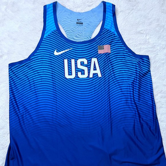 USA Nike Mens XL Olympic Jersey Kit Singlet Blue USA team Olympics ELITE RARE